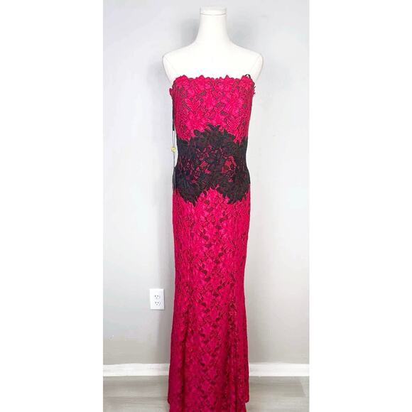 Tadashi Shoji NWT Lace Maxi Gown Red Formal Holiday Halloween Masquerade Sz 8 - Picture 1 of 8